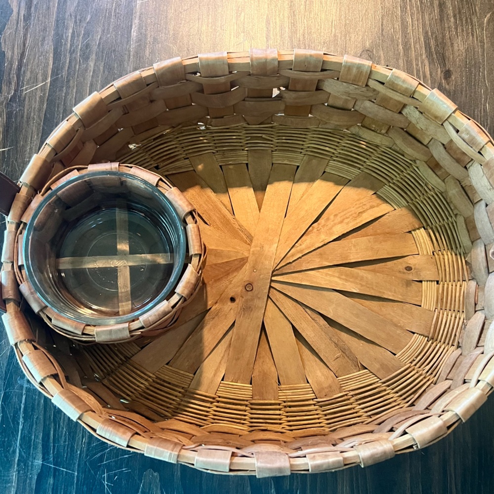 Chip And Dip Rustic Brown Basket with Glass Bowl Insert